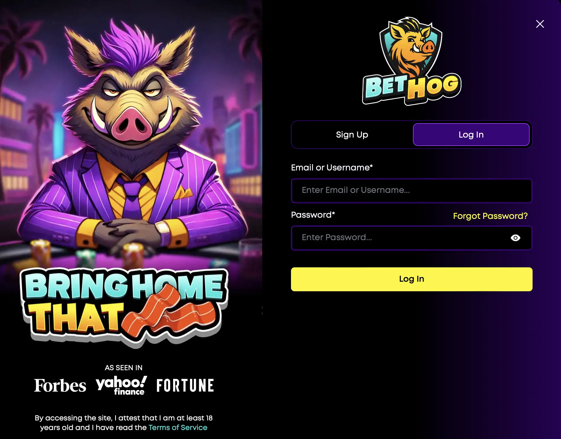 Login screen — ‘Login’ (\