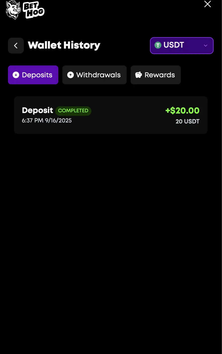Deposit confirmed